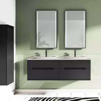 Meuble R�sonance 154cm 4 tiroirs avec plan double vasque Solidsurface ou D�cor C�ram marbre / Laque au choix - DECOTEC 1820981