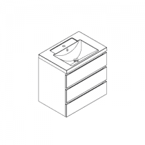 Meuble RIVOLI 75cm 3 tiroirs / Plan vasque Céramyl® / Laque & poignées au choix - DECOTEC
