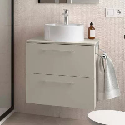 Meuble SILANE 100cm Gris satin� 2 tiroirs (vasque et poign�es en option)  - SALGAR R�f. 118082