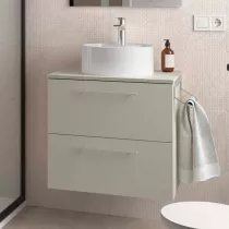 Meuble SILANE 100cm Gris satin&eacute; 2 tiroirs (vasque et poign&eacute;es en option)  - SALGAR R&eacute;f. 118082