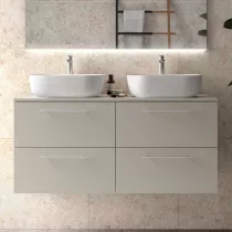 Meuble SILANE 120cm Gris satin&eacute; 4 tiroirs (vasques et poign&eacute;es en option) - SALGAR R&eacute;f. 118087