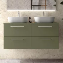 Meuble SILANE 120cm Vert satin&eacute; 4 tiroirs (vasques et poign&eacute;es en option) - SALGAR R&eacute;f. 118084