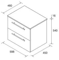 Meuble SILANE 60cm Ch&ecirc;ne africain 2 tiroirs (vasque et poign&eacute;es en option)  - SALGAR R&eacute;f. 118068