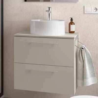 Meuble SILANE 80cm Gris satin� 2 tiroirs (vasque et poign�es en option) - SALGAR R�f. 118077