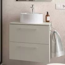 Meuble SILANE 80cm Gris satin&eacute; 2 tiroirs (vasque et poign&eacute;es en option) - SALGAR R&eacute;f. 118077