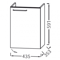 Meuble sous lave mains Odéon Rive Gauche 44cm 1 porte droite Laque - Jacob Delafon Réf. EB2580D-Rx-TL