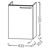 Meuble sous lave mains Odéon Rive Gauche 44cm 1 porte gauche Mélaminé - Jacob Delafon Réf. EB2580G-Rx-MM
