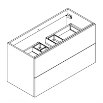 Meuble sous-plan ARCHITECT 100cm 2 tiroirs push-pull Marbre Graphite brillant / poignées au choix - AQUARINE Réf. 242155