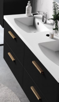 Meuble sous-plan ARCHITECT 120cm 2 tiroirs (simple vasque) Noir mat / poignées au choix - - AQUARINE Réf. 242250