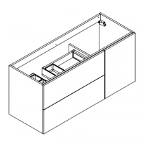 Meuble sous-plan ARCHITECT 120cm 2 tiroirs 1 porte push pull (simple vasque) Blanc alpin Brillant - AQUARINE Réf. 245079