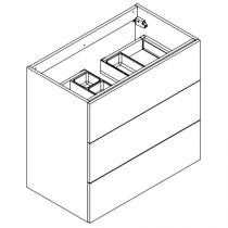 Meuble sous-plan ARCHITECT 80cm 3 tiroirs push-pull Chêne Arlington - AQUARINE Réf. 244229