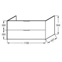 Meuble sous plan-vasque 120 cm, 2 tiroirs Laque  - JACOB DELAFON R&eacute;f. EB2243-T-L