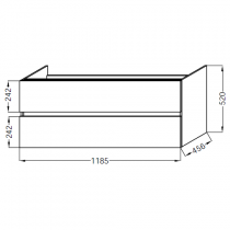 Meuble sous plan-vasque 120cm 2 tiroirs Mélaminé - Jacob Delafon Réf. EB2369-XX