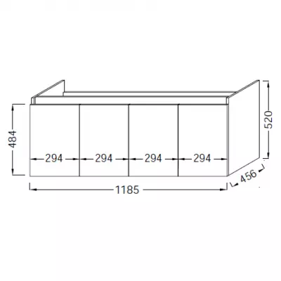 Meuble sous plan-vasque 120cm 4 portes M�lamin� - JACOB DELAFON R�f. EB2361-XX
