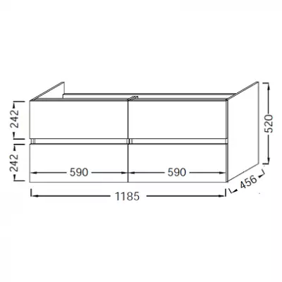 Meuble sous plan-vasque 120cm 4 tiroirs M�lamin� - JACOB DELAFON R�f. EB2355-XX