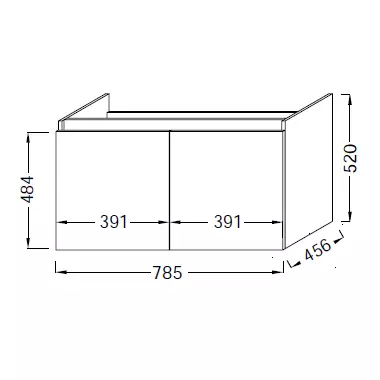 Meuble sous plan-vasque 80cm 2 portes M�lamin� - JACOB DELAFON R�f. EB2358-XX