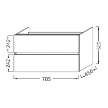 Meuble sous plan-vasque 80cm 2 tiroirs Mélaminé - JACOB DELAFON Réf. EB2352-XX