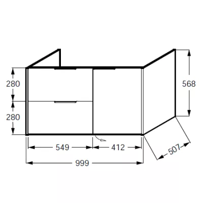 Meuble sous plan-vasque Bastille 100cm 2 tiroirs + 1 porte � droite M�lamin�  - JACOB DELAFON R�f. EB2252D-T-M
