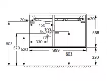 Meuble sous plan-vasque Bastille 100cm 2 tiroirs + 1 porte &agrave; gauche Laque - JACOB DELAFON R&eacute;f. EB2252G-T-L