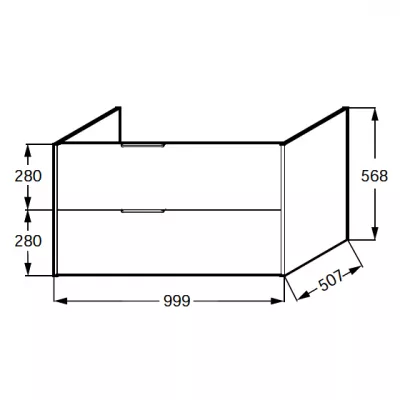 Meuble sous plan-vasque Bastille 100cm 2 tiroirs Laque - JACOB DELAFON R�f. EB2242-T-L