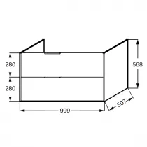 Meuble sous plan-vasque Bastille 100cm 2 tiroirs Laque - JACOB DELAFON R&eacute;f. EB2242-T-L