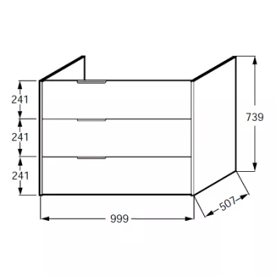 Meuble sous plan-vasque Bastille 100cm 3 tiroirs M�lamin�  - JACOB DELAFON R�f. EB2247-T-M