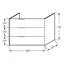 Meuble sous plan-vasque Bastille 100cm 3 tiroirs M&eacute;lamin&eacute;  - JACOB DELAFON R&eacute;f. EB2247-T-M