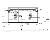 	Meuble sous plan-vasque Bastille 120cm 2 tiroirs + 1 porte &agrave; gauche Laque  - JACOB DELAFON R&eacute;f. EB2253G-T-L