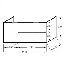 	Meuble sous plan-vasque Bastille 120cm 2 tiroirs + 1 porte &agrave; gauche Laque  - JACOB DELAFON R&eacute;f. EB2253G-T-L