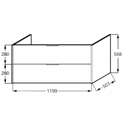 Meuble sous plan-vasque Bastille 120cm 2 tiroirs M�lamin�  - JACOB DELAFON R�f. EB2243-T-M