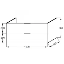 Meuble sous plan-vasque Bastille 120cm 2 tiroirs M&eacute;lamin&eacute;  - JACOB DELAFON R&eacute;f. EB2243-T-M