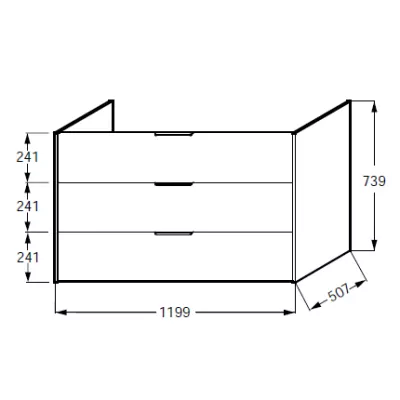 Meuble sous plan-vasque Bastille 120cm 3 tiroirs Laque - JACOB DELAFON R�f. EB2248-T-L