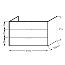 Meuble sous plan-vasque Bastille 120cm 3 tiroirs M&eacute;lamin&eacute;  - JACOB DELAFON R&eacute;f. EB2248-T-M
