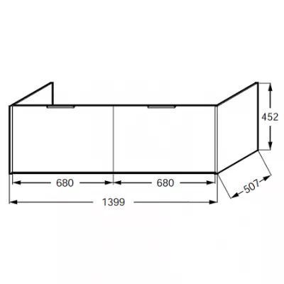 Meuble sous plan-vasque Bastille 140cm 2 tiroirs + 2 tiroirs int�rieurs Laque  - JACOB DELAFON R�f. EB2259-laque