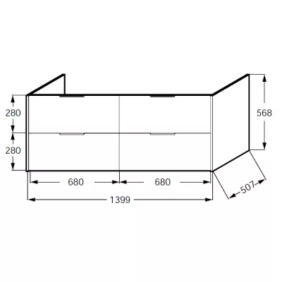 Meuble sous plan-vasque Bastille 140cm 2 tiroirs M�lamin� - JACOB DELAFON R�f. EB2244-T-M