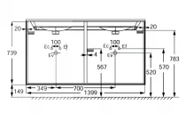 Meuble sous plan-vasque Bastille 140cm 6 tiroirs  Laque  - JACOB DELAFON R&eacute;f. EB2249-T-L