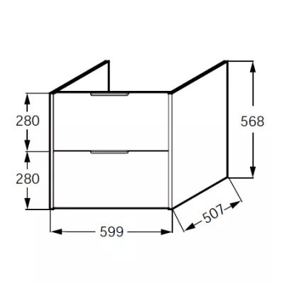 Meuble sous plan-vasque Bastille 60 cm 2 tiroirs M�lamin�  - JACOB DELAFON R�f. EB2240-T-M