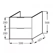 Meuble sous plan-vasque Bastille 60 cm 2 tiroirs M&eacute;lamin&eacute;  - JACOB DELAFON R&eacute;f. EB2240-T-M