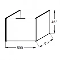 Meuble sous plan-vasque Bastille 60cm 1 tiroir + 1 tiroir int&eacute;rieur Laque - JACOB DELAFON R&eacute;f. EB2255-T-L