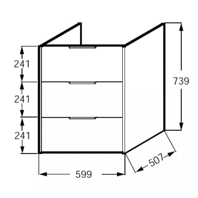 Meuble sous plan-vasque Bastille 60cm 3 tiroirs Laque - JACOB DELAFON R�f. EB2245-T-L