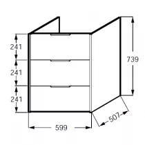 Meuble sous plan-vasque Bastille 60cm 3 tiroirs Laque - JACOB DELAFON R&eacute;f. EB2245-T-L