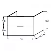 Meuble sous plan-vasque Bastille 80cm 2 tiroirs  Laque  - JACOB DELAFON R&eacute;f. EB2241-T-L