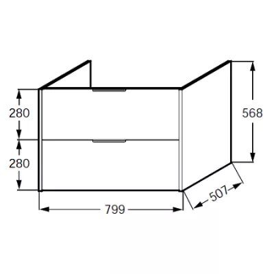 Meuble sous plan-vasque Bastille 80cm 2 tiroirs M�lamin�  - JACOB DELAFON R�f. EB2241-T-M