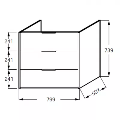 Meuble sous plan-vasque Bastille 80cm 3 tiroirs Laque  - JACOB DELAFON R�f. EB2246-T-L