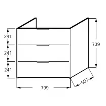 Meuble sous plan-vasque Bastille 80cm 3 tiroirs Laque  - JACOB DELAFON R&eacute;f. EB2246-T-L