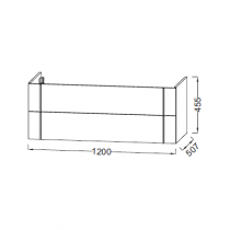 Meuble sous plan-vasque Nouvelle Vague 120cm 2 tiroirs mélaminé - JACOB DELAFON Réf. EB3035-MM
