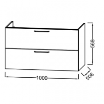 Meuble sous plan-vasque Odéon Rive Gauche BOIS MASSIF L100 2 tiroirs (4 coloris) - JACOB DELAFON Réf. EB3074-Rx-Px