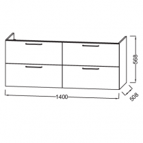 Meuble sous plan-vasque Odéon Rive Gauche BOIS MASSIF L140 4 tiroirs (4 coloris) - JACOB DELAFON Réf. EB3076-Rx-Px