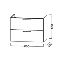 Meuble sous plan-vasque Odéon Rive Gauche BOIS MASSIF L80 2 tiroirs (4 coloris) - JACOB DELAFON Réf. EB3072-Rx-Px