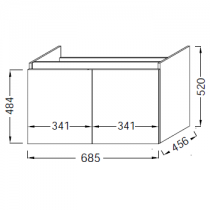 Meuble sous plan-vasque Tolbiac 70cm 2 portes Mélaminé - JACOB DELAFON Réf. EB2357-XX